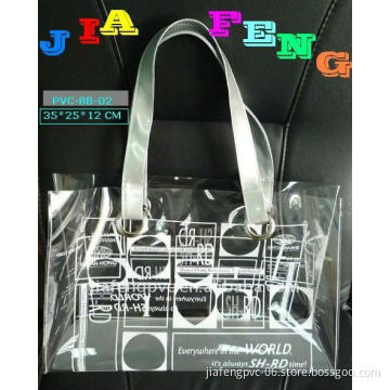 Leisure and Practical,Clear PVC Tote Bag with Shoulder Length Handle